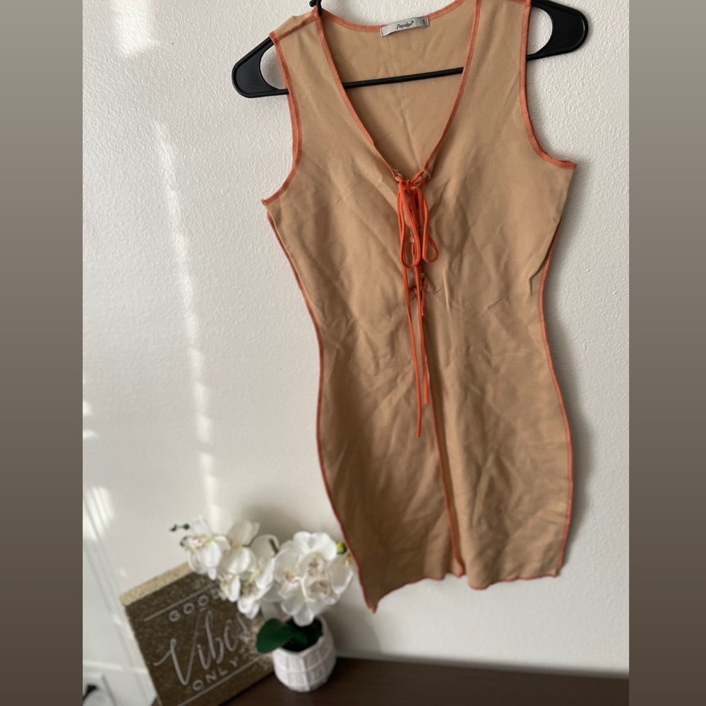Orange Stitches Bodycon Dress